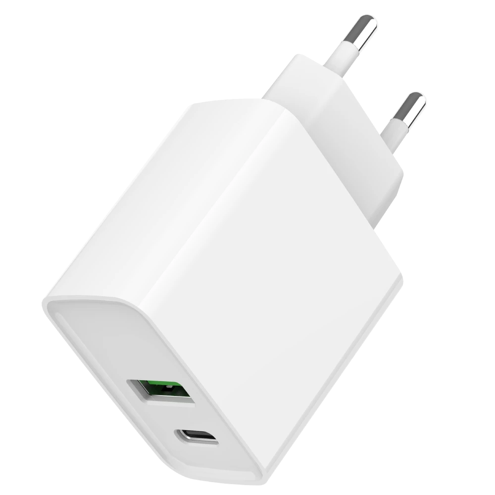 Мережевий зарядний пристрій · Gembird TA-UC-PDQC20-01-W 1 USB-A + 1 Type-C (PD20Вт + QC3.0 18Вт)