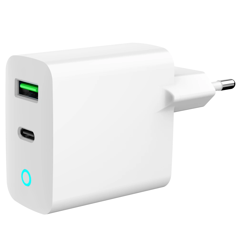 Мережевий зарядний пристрій · Gembird TA-UC-PDQC20L-W-01 1 USB-A + 1 Type-C (PD20Вт + QC3.0 18Вт)