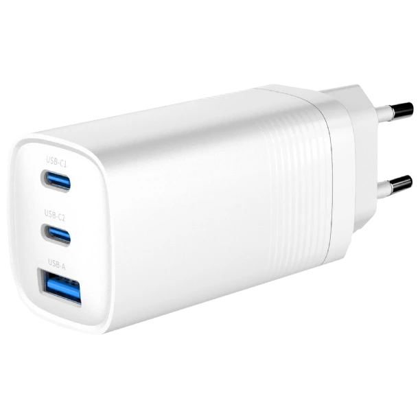 Мережевий зарядний пристрій · Gembird TA-UC-PDQC65-01-W (USB Type A + USB Type C)