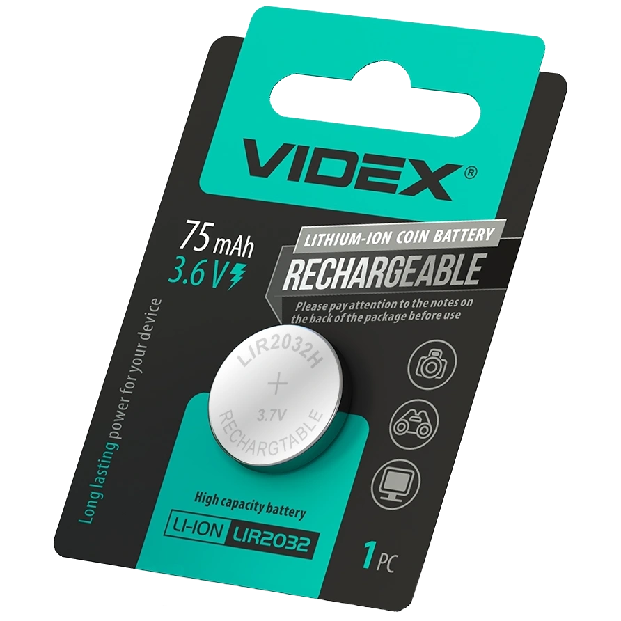 Акумулятор літієвий · Videx LIR2032 BLISTER CARD