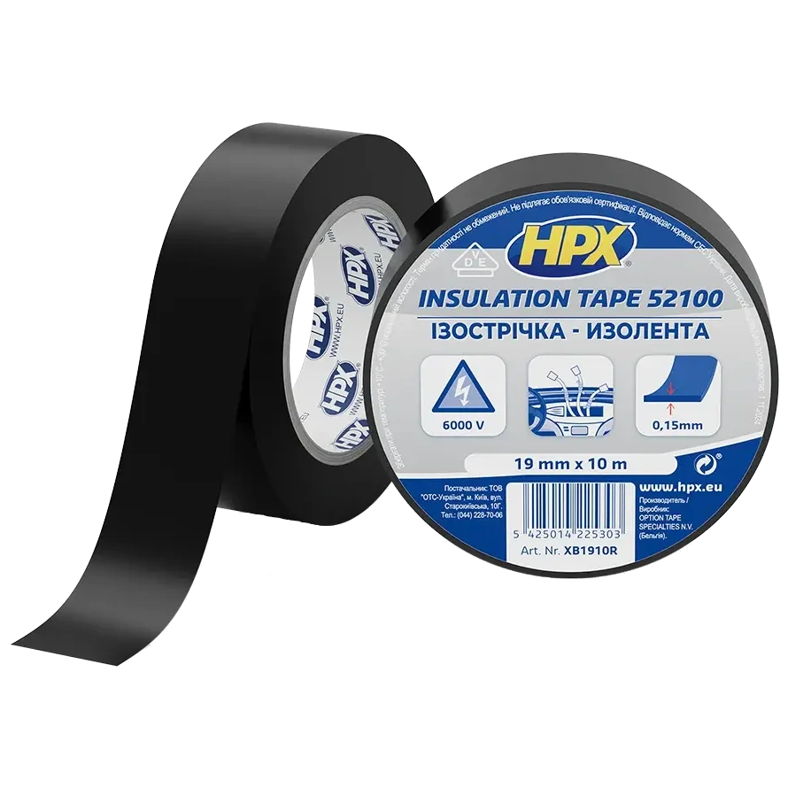 Стрічка ПВХ ізоляційна · HPX XB1910 HPX52100 19мм х 10м