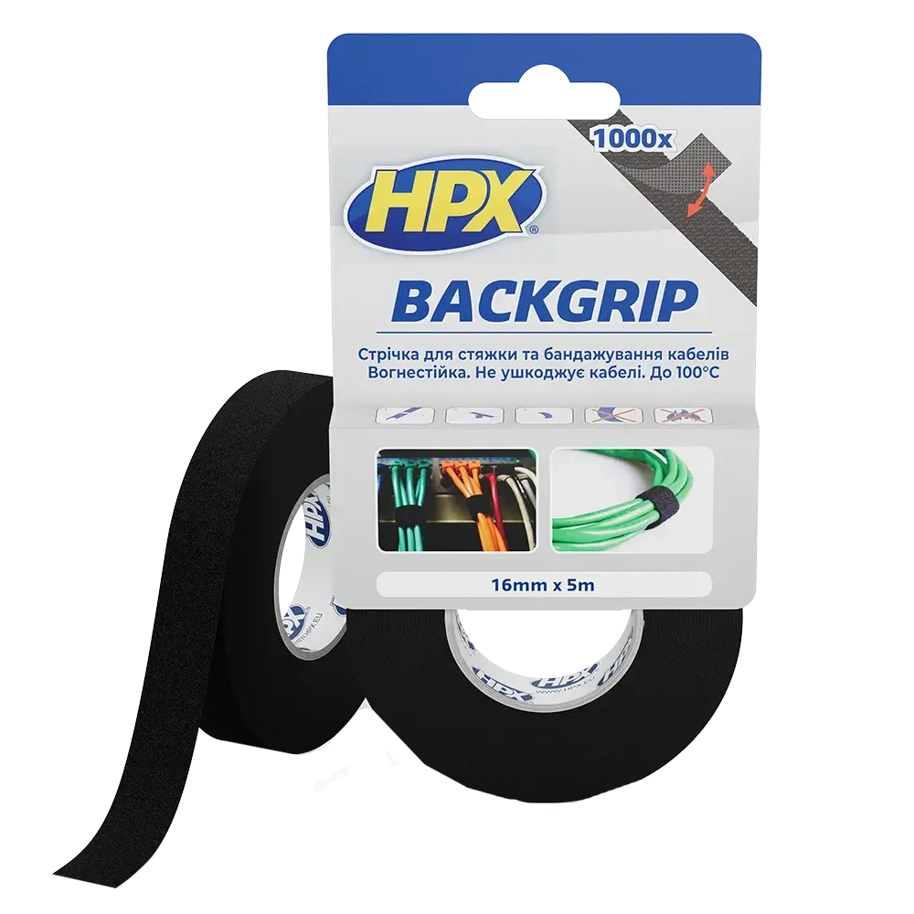 Стрічка-липучка для бандажу кабелів · BACKGRIP BG1605 16х1,25мм 5м