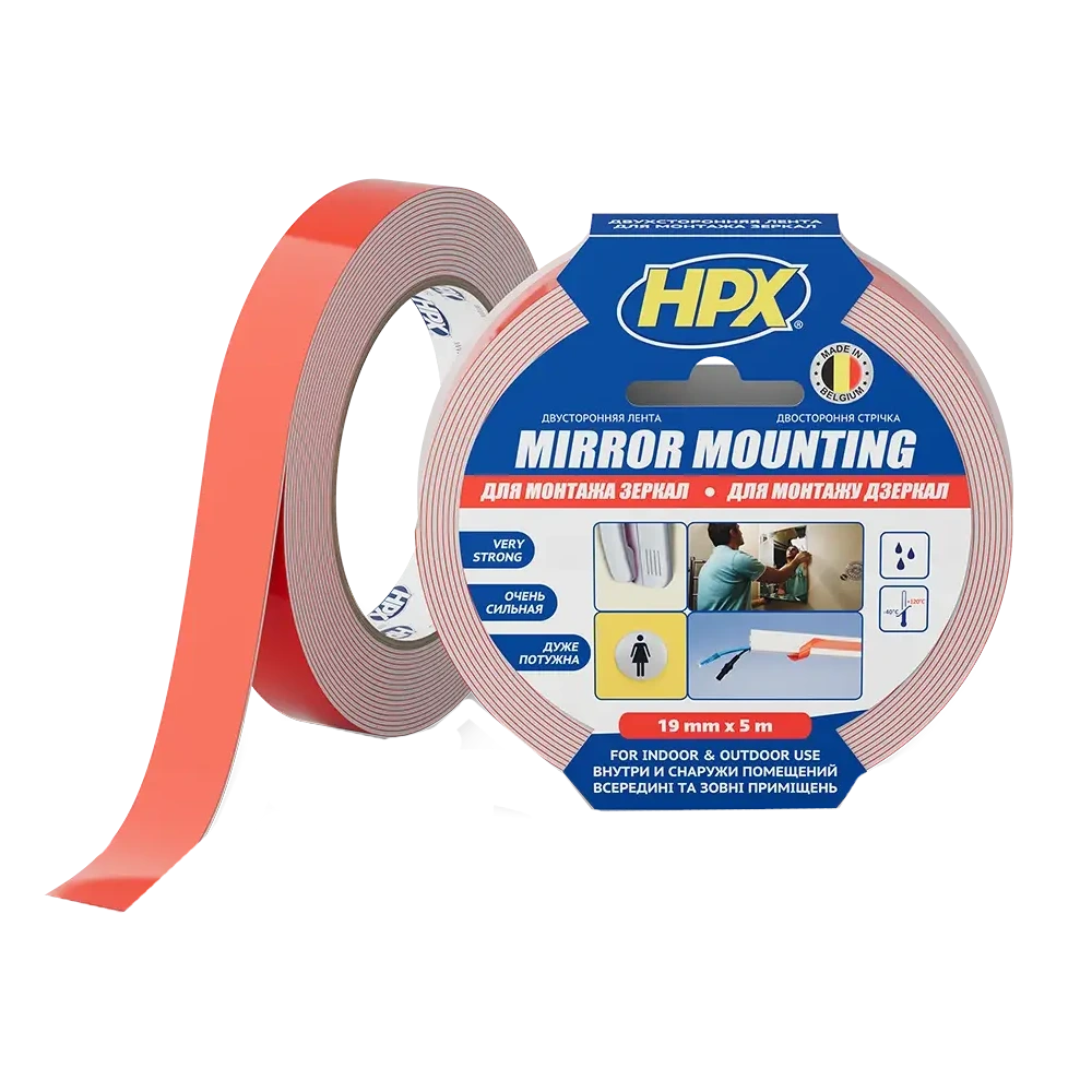Стрічка двохстороння спінена для дзеркал · HPX DS1905 MIRROR MOUNTING 19мм х 5м