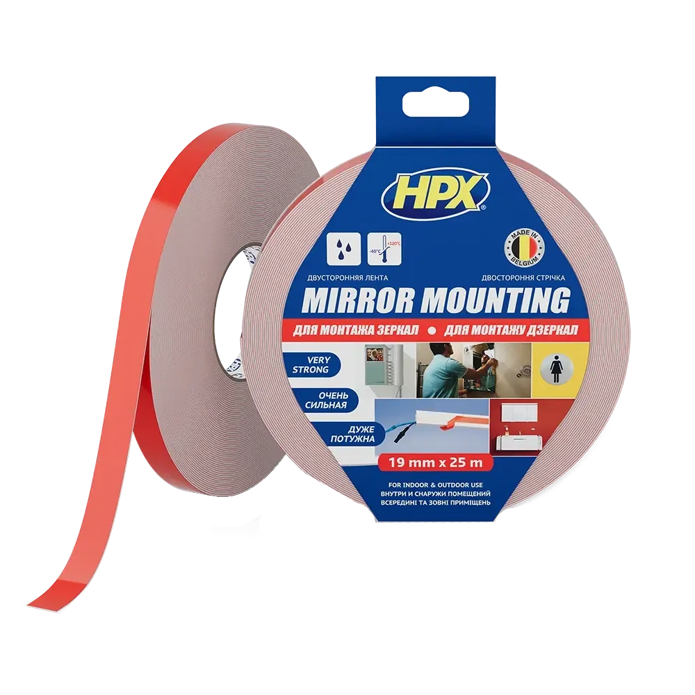Стрічка двохстороння спінена для дзеркал · HPX DS1905 MIRROR MOUNTING 19мм х 25м