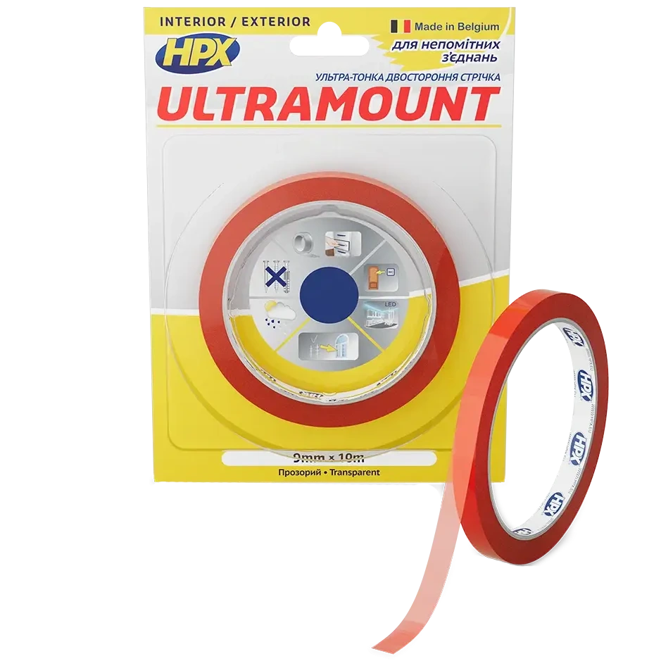Стрічка двохстороння · HPX UM0910 ULTRA MOUNT 9мм х 10м