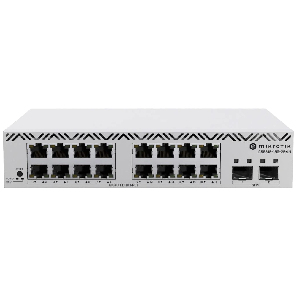 Комутатор 16 портів керований · MikroTik CSS318-16G-2S+IN