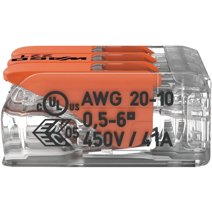 Клема · WAGO COMPACT 221-613 3 0,5-6 мм2 (41А)