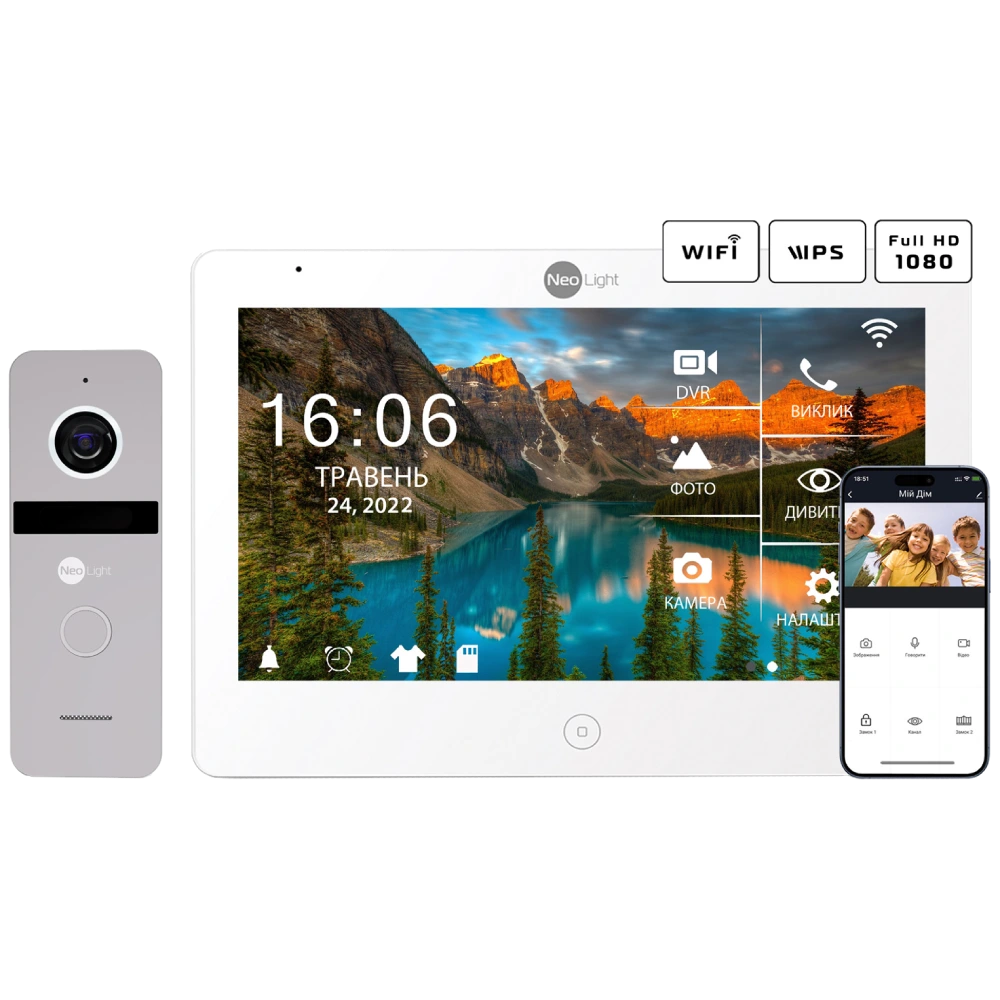 Комплект відеодомофону · Neolight MEZZO Hybrid + SOLO FHD Silver