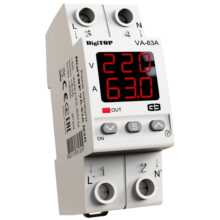 Реле напруги · DigiTop VА-63A M2R