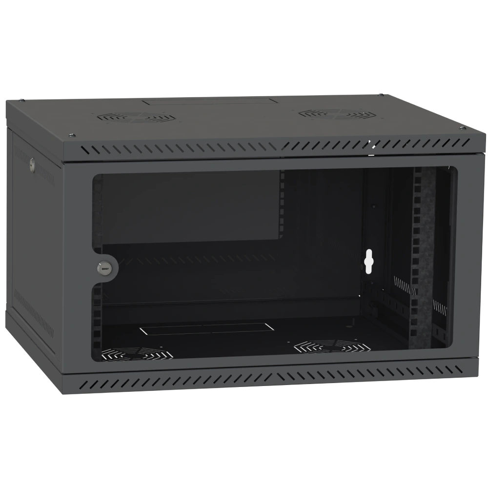 Шафа серверна · IPCOM CH-6U 600x350 скло RAL9005