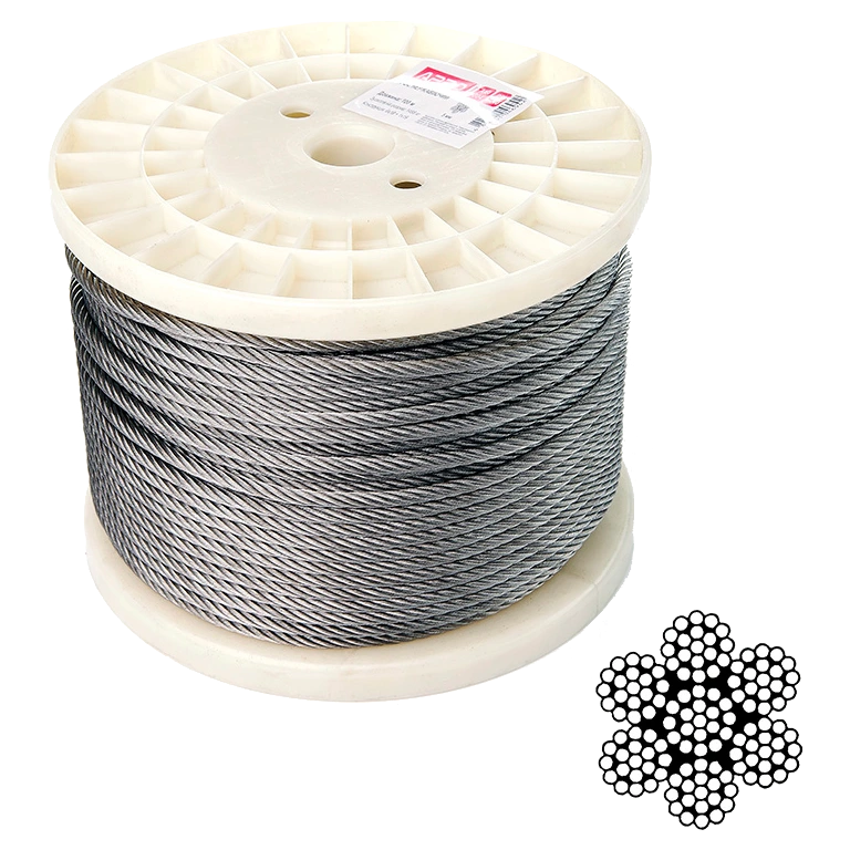 Трос нержавіючий · APRO 5 мм DIN 3055 (6х19+1х19) А2 100 м