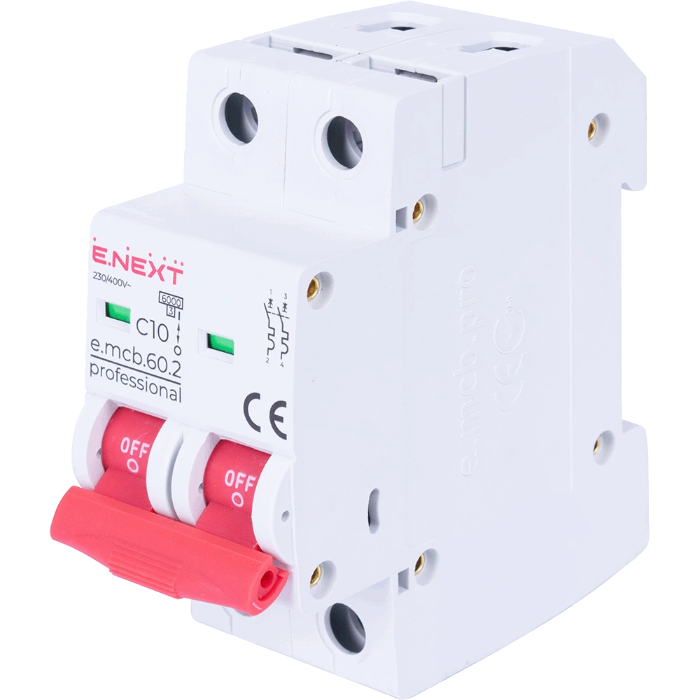 Модульний автоматичний вимикач · Enext e.mcb.pro.60.2.C 10 new, 2р, 10А, C, 6кА new