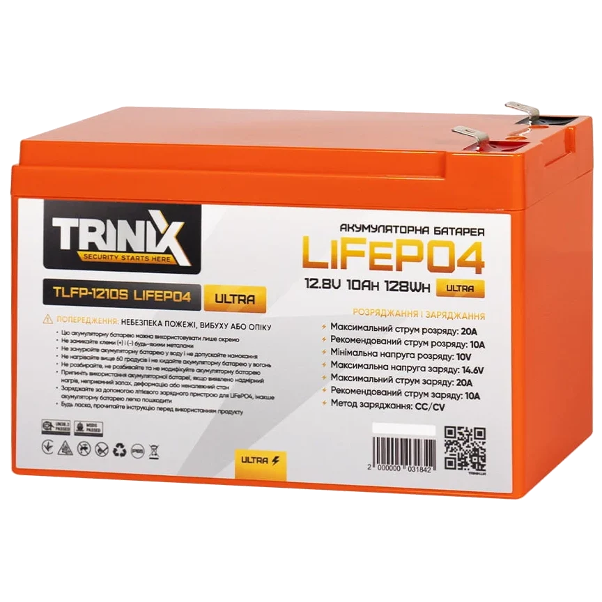 Літієва акумуляторна батарея · TRINIX TLFP-1210S Ultra 10А•г 12В