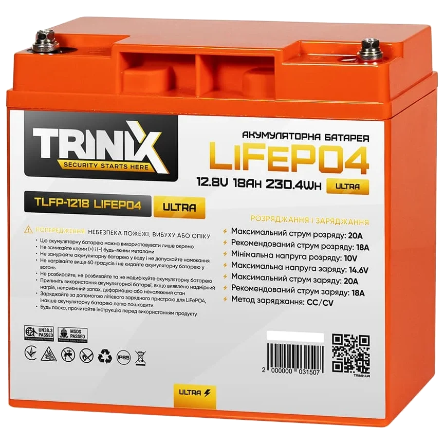 Літієва акумуляторна батарея · TRINIX TLFP-1218 Ultra 18А•г 12В