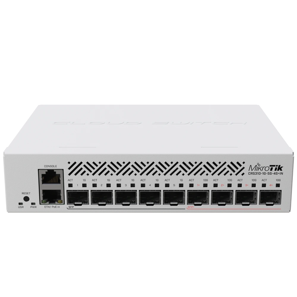 Комутатор 9 портів керований · MikroTik CRS310-1G-5S-4S+IN 10G SFP+