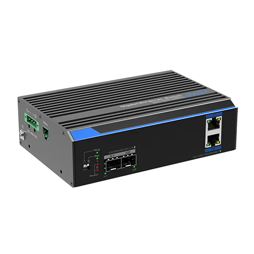 Промисловий 2-портовий некерований комутатор Gigabit+2*SFP (12-48 В) · UTP7202GE-POE