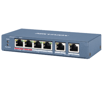 Комутатор 4 порти некерований · Hikvision DS-3E0106HP-E POE