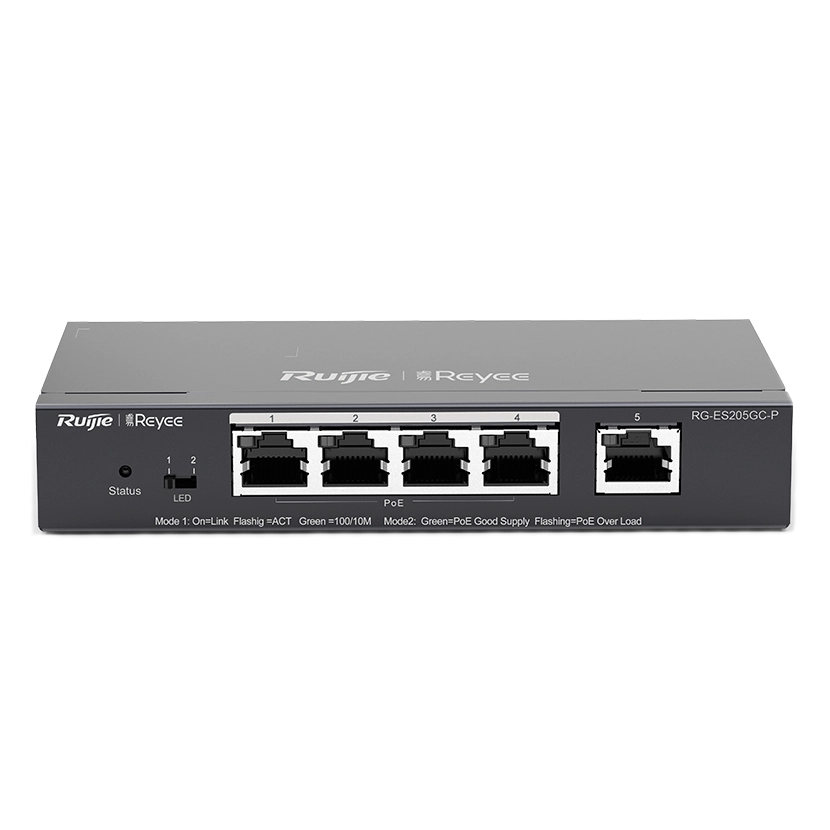 5-портовий гігабітний інтелектуальний POE комутатор · Ruijie RG-ES205GC-P