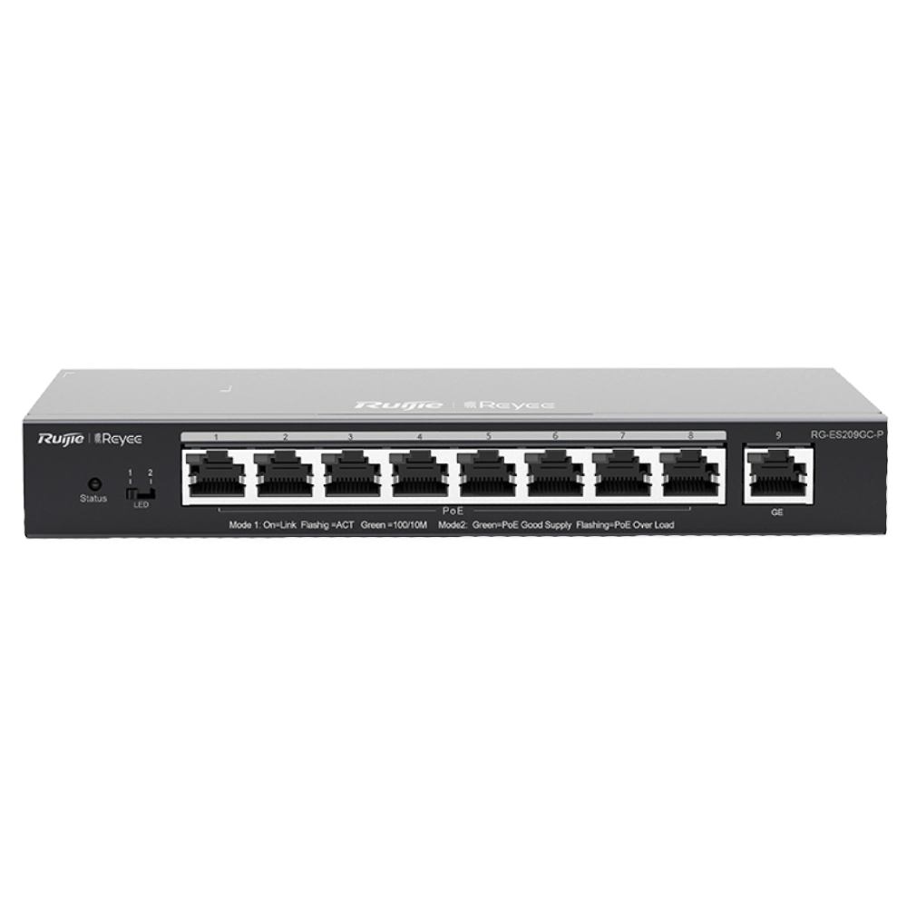 Комутатор 9 портів керований · Ruijie RG-ES209GC-P POE
