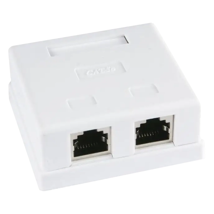 Розетка 2 порта екранована RJ45 STP біла 5E · Hypernet MB-STP2