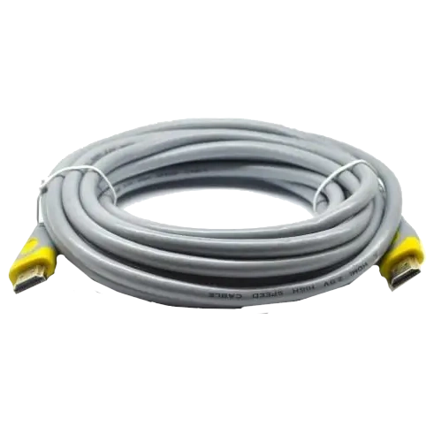 Кабель HDMI-HDMI, круглий Grey, конектор Grey/Yellow · Merlion V-Link High Speed 15.0m, v2,0, OD-8.2mm