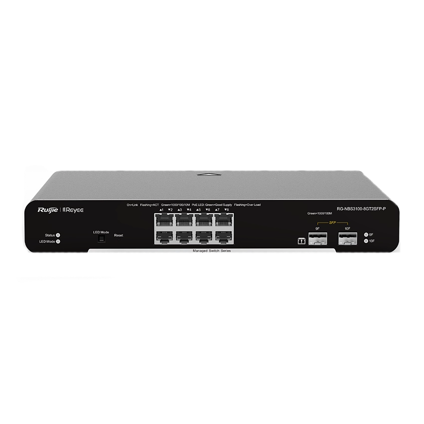 8-портовий гігабітний L2 керований комутатор POE · Ruijie RG-NBS3100-8GT2SFP-P