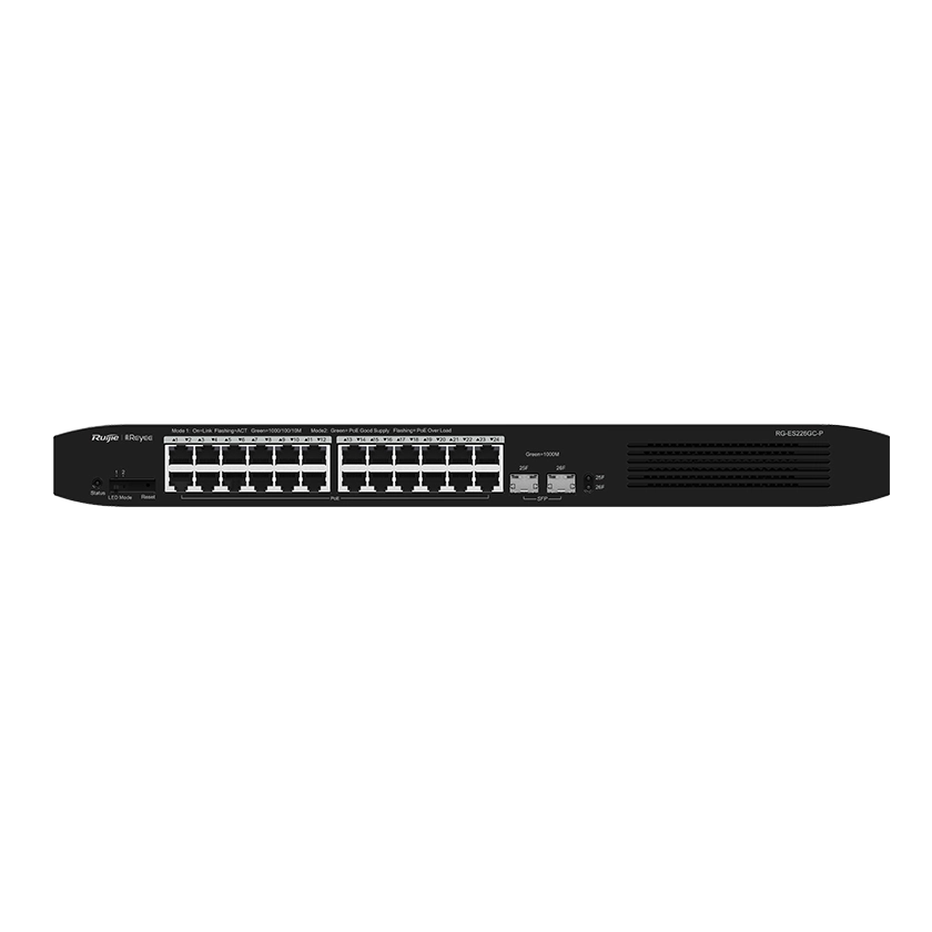 26-портовий гігабітний інтелектуальний POE комутатор · Ruijie RG-ES226GC-P