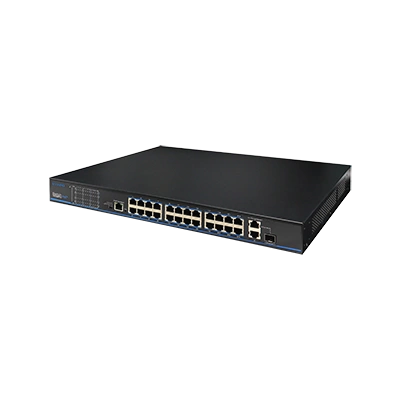 24 порти 10/100 Мбіт/с PoE+ 2 порти Gigabit RJ-45 (1 порт комбінований SFP) · UTP3226TS-PSB